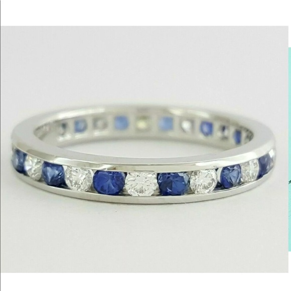 Auth Tiffany & Co Sapphire diamond eternity band - Picture 4 of 11